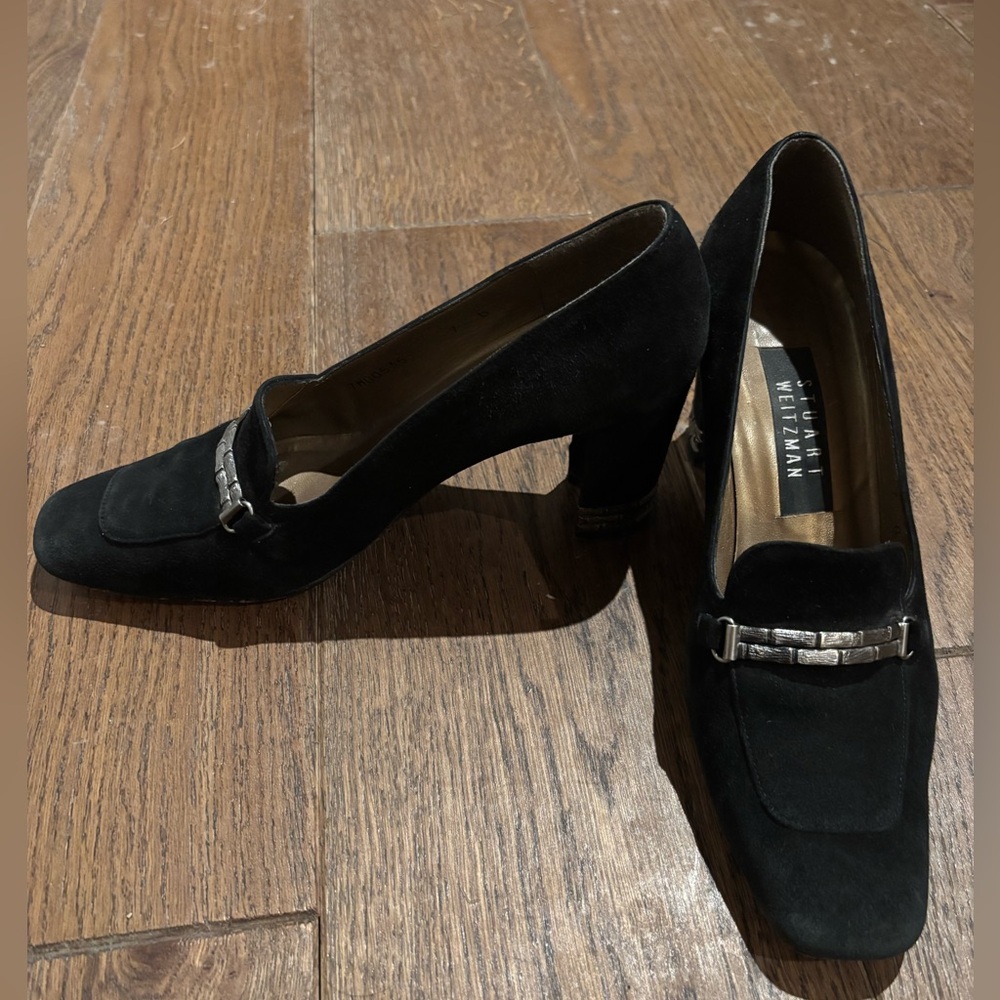 Stuart Weitzman Black Swede Minimalist 3” heals